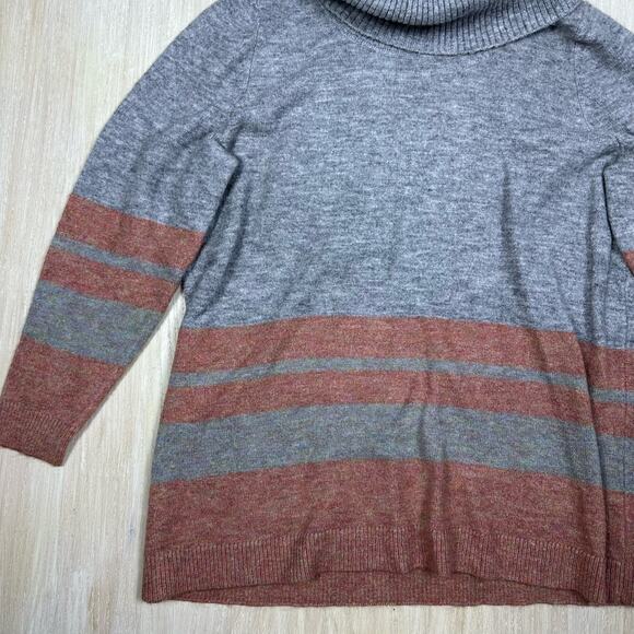 Lane Bryant Gray Cowl Neck Striped Tunic Pullover Cozy Casual Knit Sweater 14/16 - Picture 4 of 15